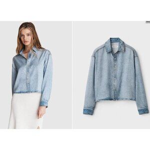 Rag & Bone Charlie Liquid Miramar Cropped Shirt Size Small